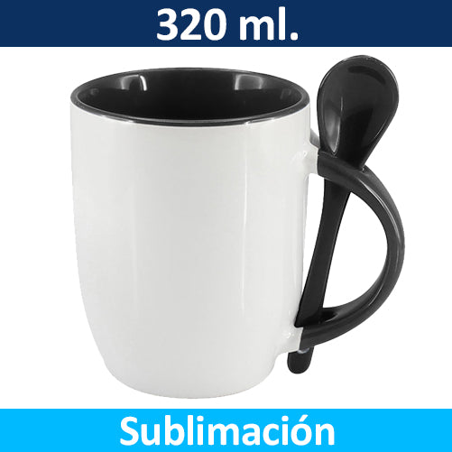 Tazón Sublimación Bicolor con Cuchara 99444